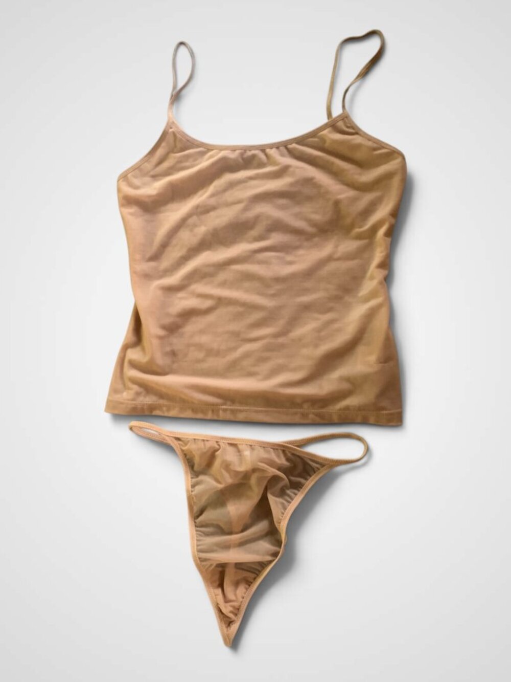 Calvin Klein Collection fine nude mesh underwear set, Size M